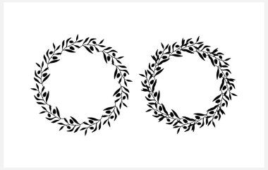 Çelenk klipsi. Beyaz yapraklı bir dal. Çerçeve, tasarım için sınır. Vektör hisse senedi çizimi. EPS 10