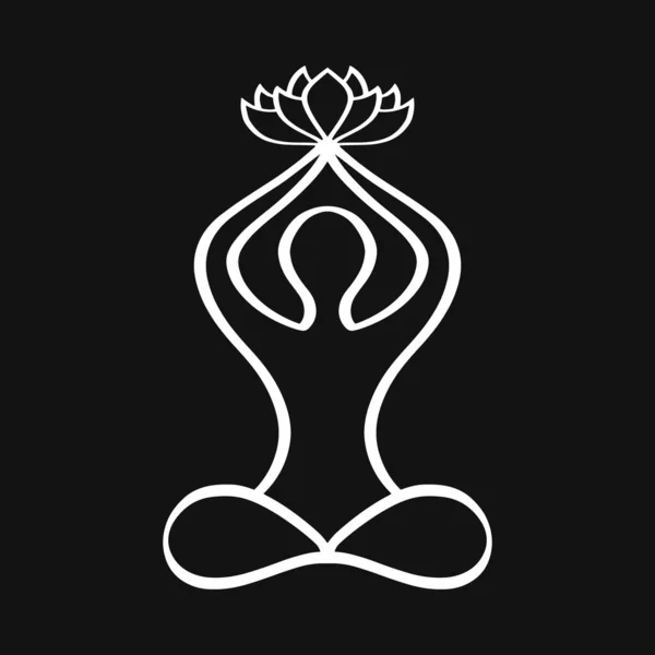 Icône Position Lotus Silhouette Vectorielle Femme Yoga Fleur Lotus Padmasana — Image vectorielle