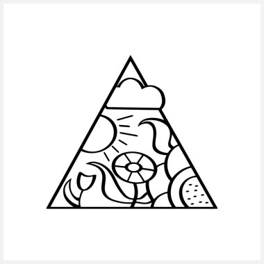 Doodle nature in treangle isolated in white. Coloring book page. Vecter stock illustration. EPS 10