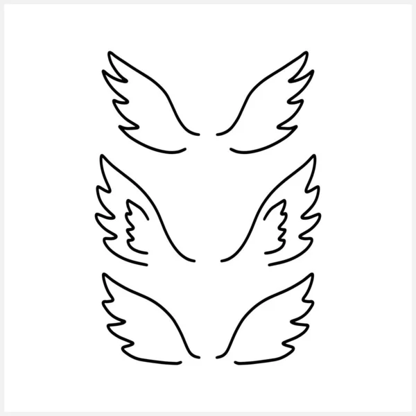 Křídla Doodle Jsou Izolovaná Bílém Ptačí Nebo Andělský Symbol Vektorová — Stockový vektor