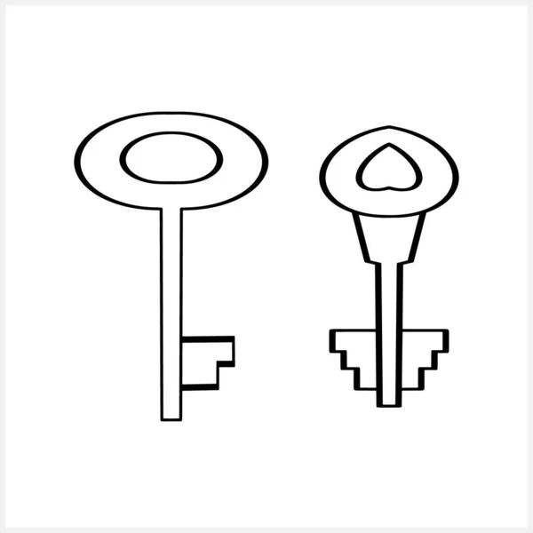 Doodle Key Icoon Geïsoleerd Handgetekende Kunstlijn Schets Vectorvoorraadillustratie Eps — Stockvector