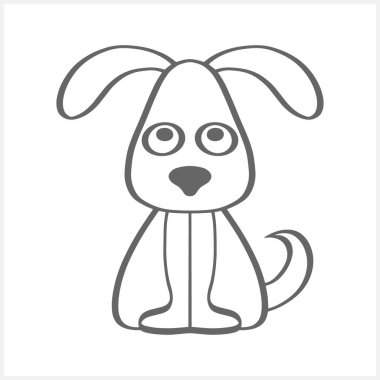 Doodle köpek klibi beyazda izole edilmiş. El çizimi sanat çizgisi. Çizim hayvanı. Vektör hisse senedi çizimi. EPS 10