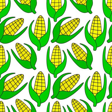 Karalamalı mısırsız desen beyaza izole edilmiş. Vektör hisse senedi çizimi. EPS 10