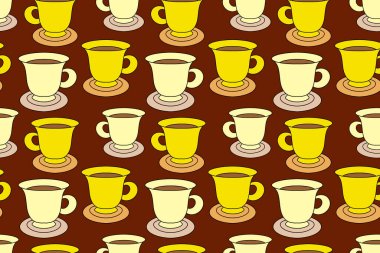 Kahve fincanı kusursuz desenli. Çizgi film vektör stok çizimi. EPS 10