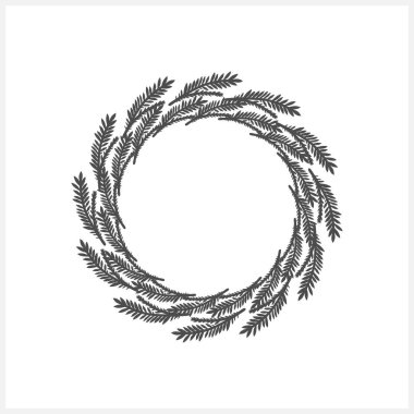 Çam çelengi. Tasarım için Xmas çerçevesi. Vektör hisse senedi çizimi. EPS 10