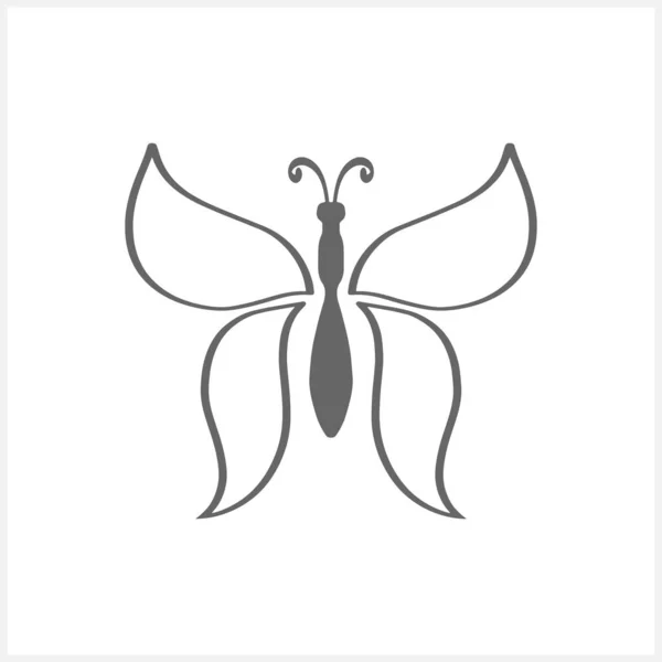 Иконка Бабочки Каракули Изолирована Белом Ручное Рисование Набросок Животного Раскраска — стоковый вектор