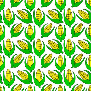 Karalamalı mısırsız desen beyaza izole edilmiş. Vektör hisse senedi çizimi. EPS 10