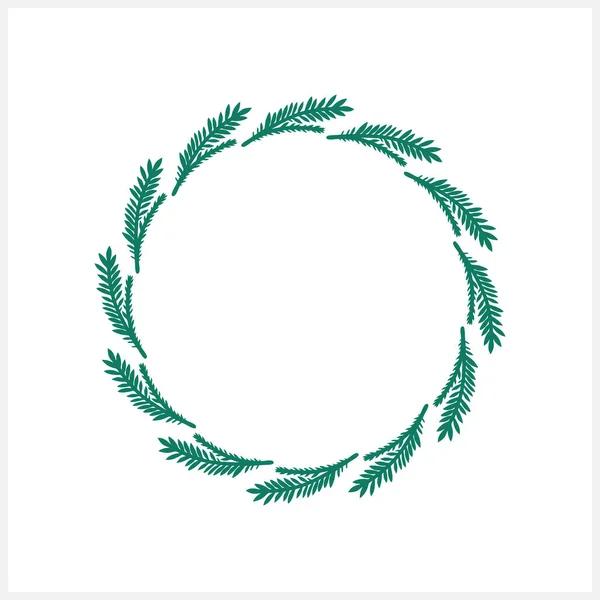 独角松枝花环在白色上隔离 圣诞节的设计框架 素描派 自然图标 冬天的象征圣诞矢量库存图解 Eps — 图库矢量图片