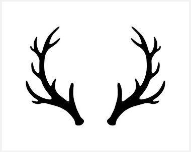 Antlers elk or deer icon isolated on white. Silhouette Christmas symbol. Xmas stencil. Vector stock illustration. EPS 10 vector
