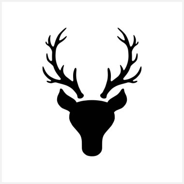 Antlers elk or deer icon isolated on white. Silhouette Christmas symbol. Xmas stencil. Vector stock illustration. EPS 10 vector