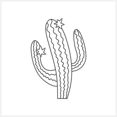 Kaktüs ikonu beyaza izole edilmiş. Skeç klişesi. Vektör hisse senedi çizimi. EPS 10