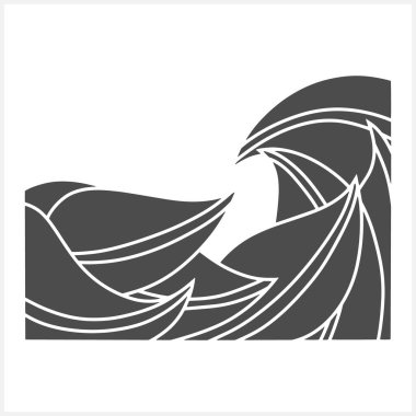 Beyaz yapraklı dalgalar. Tasarım sınırı. Vektör hisse senedi çizimi. EPS 10