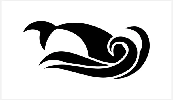 Icône Estivale Avec Aileron Requin Sur Vague Isolé Sur Blanc — Image vectorielle