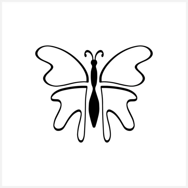 Ícone Borboleta Doodle Isolado Branco Arte Linha Desenhada Mão Animal —  Vetores de Stock