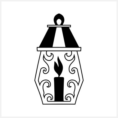 İslami fener, beyaz üzerine izole edilmiş. Stencil lamba. Vektör hisse senedi çizimi. EPS 10