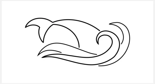 Letni Ikona Płetwa Rekin Fala Odizolowany Biały Szkic Ryby Ilustracja — Wektor stockowy