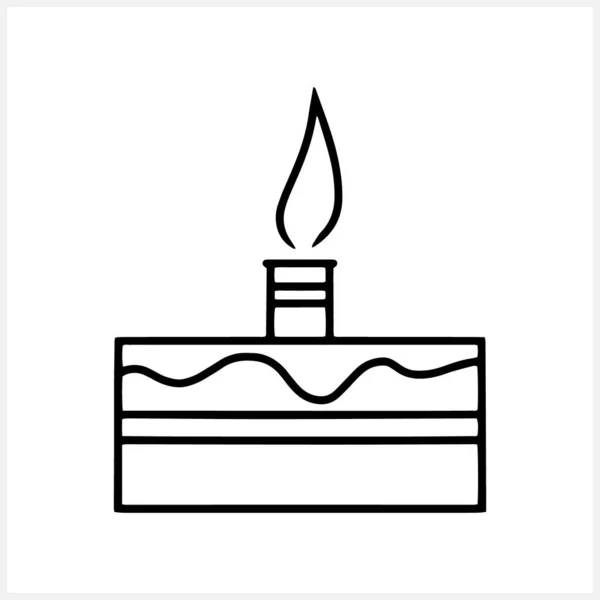 Schets Verjaardagstaart Icoon Geïsoleerd Doodle Cake Voor Verjaardagsviering Met Enkele — Stockvector