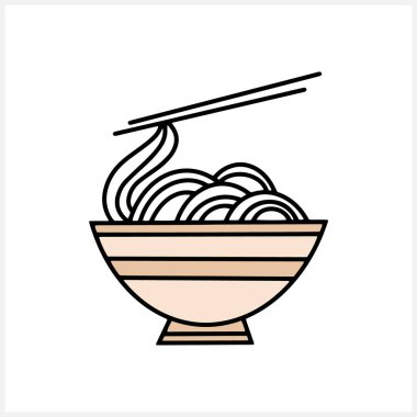 Gıda bölümü izole. Erişte ikonu. El çizimi sanat eseri. Vektör hisse senedi çizimi. EPS 10