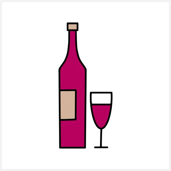 Φιάλη Κρασιού Και Γυάλινη Εικόνα Που Απομονώνεται Στο Λευκό Σκίτσο — Διανυσματικό Αρχείο