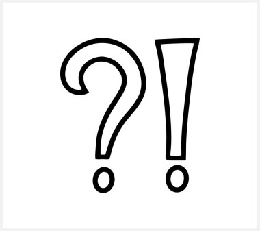 Beyaz üzerine izole edilmiş soru ve uyarı simgesi. Dikkatleri üzerine çek. Vektör hisse senedi çizimi. EPS 10