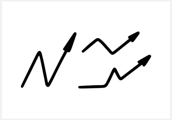 Doodle Freccia Impostato Icona Isolata Sul Bianco Linea Arte Disegnata — Vettoriale Stock