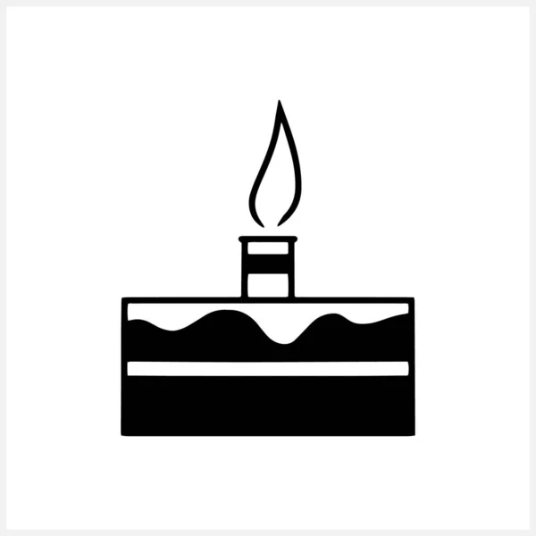Иконка Торта Трафаретом Изолирована Пирог День Рождения Одной Свечой Векторная — стоковый вектор