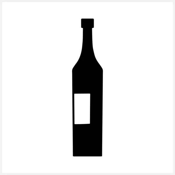 Flaska Med Vinikonen Isolerad Vitt Stencilhandritad Konst Drick Vektor Stock — Stock vektor