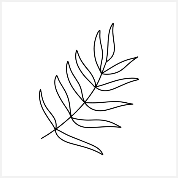 Hoja Fideos Palma Helecho Icono Aislado Blanco Dibuja Naturaleza Árbol — Vector de stock