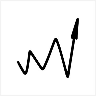 Doodle ok simgesi beyaza izole edildi. El çizimi sanat eseri. Sketch Vector hisse senedi çizimi. EPS 10