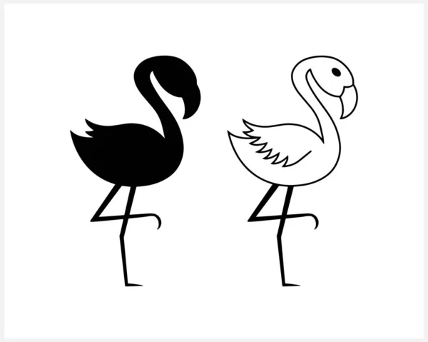 Doodle Φλαμίνγκο Κλιπ Τέχνης Απομονώνονται Λευκό Bird Sketch Διανυσματική Απεικόνιση — Διανυσματικό Αρχείο