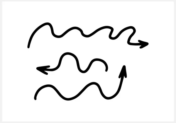 Doodle Pfeil Gesetzt Symbol Isoliert Auf Weiß Handgezeichnete Kunstlinie Skizzieren — Stockvektor