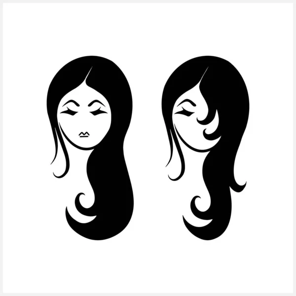 Doodle Girl Clipart Isolated Hand Drawn Art Avatar People Stencil — Stock Vector