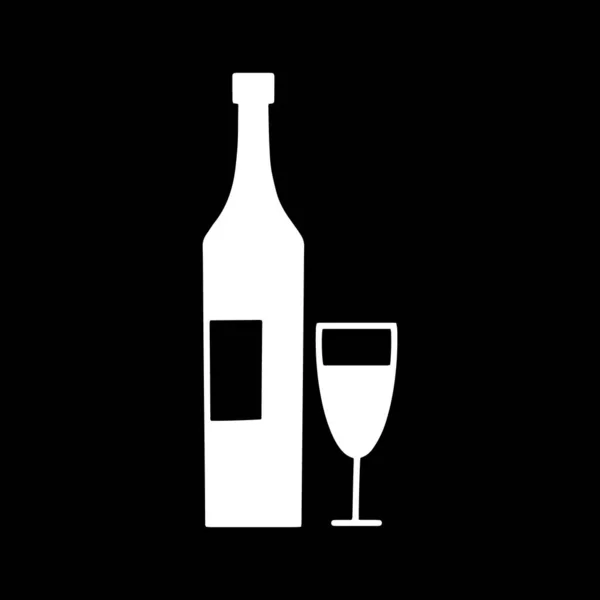 Ένα Μπουκάλι Κρασί Και Μια Γυάλινη Εικόνα Τέχνη Του Στένσιλ — Διανυσματικό Αρχείο