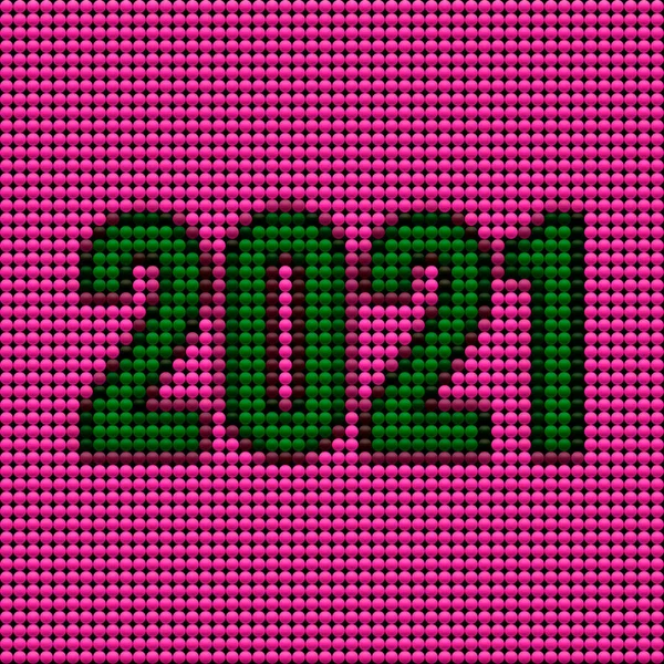 Feliz Año Nuevo 2021 Círculo Tipografía Arte Ilustración Tarjeta Felicitación —  Fotos de Stock