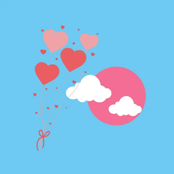 Konzept Von Liebe Und Valentinstag Herzballon Mit Wolke Und Sonne — Stockfoto