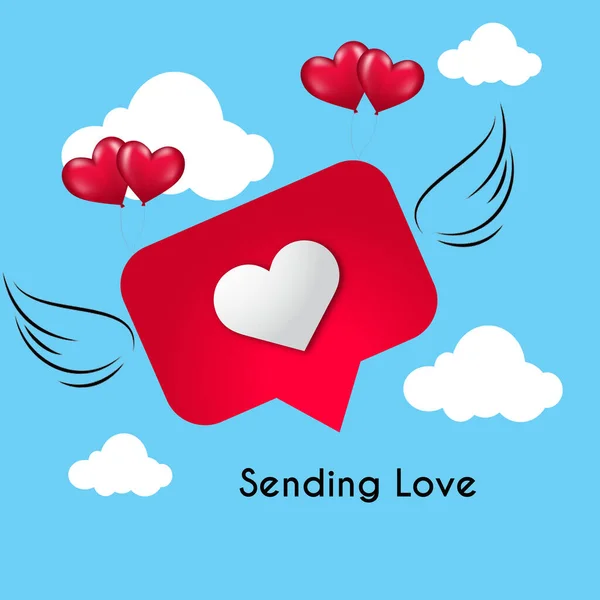 love messages icon with Red heart shaped balloons, Sending love