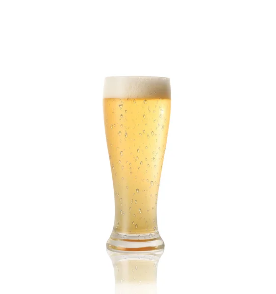 Ποτήρι Μπύρας Απομονωμένο Λευκό Φόντο — Φωτογραφία Αρχείου