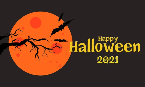 Gelukkig Halloween 2021 Zwart Achtergrond — Stockfoto