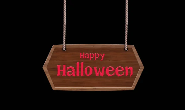 Happy Halloween Houten Plank Zwarte Achtergrond — Stockfoto