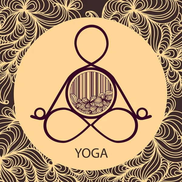 Modèle de logo de pose de yoga — Image vectorielle