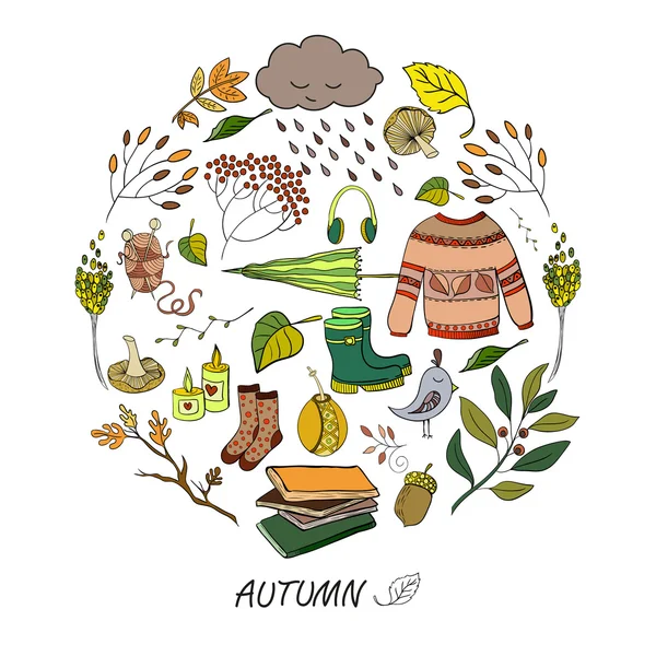 Éléments dessinés à la main automne — Image vectorielle
