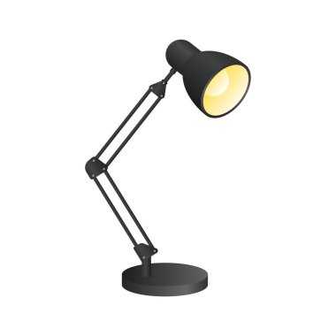 Simple Vector Illustration of Black Study Lamp. Suitable for Study, Workspace, and Interior Decoration.