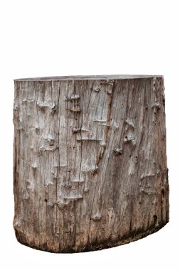 Sandalye yapımında kullanılan yaşlı, kahverengi kereste parçası. beyaz arkaplanda izole