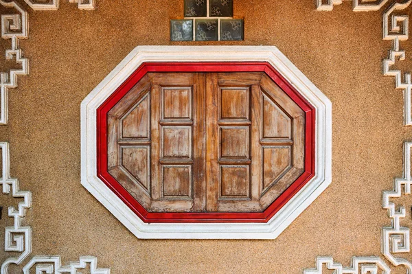 Wooden Ancient Oriental Window Chinese Stone Wall — Stock Photo, Image