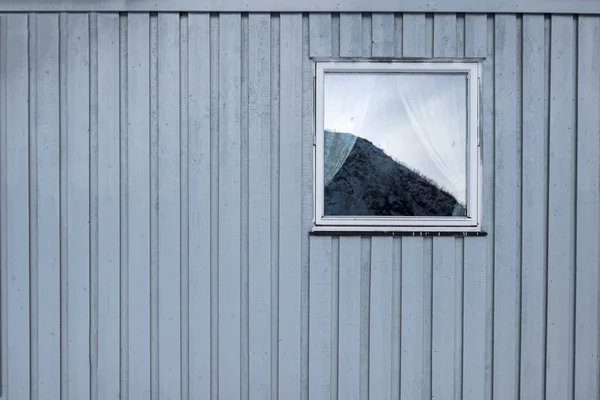 Exterior Wooden Gray Wall House Window Scandinavian Norway —  Fotos de Stock