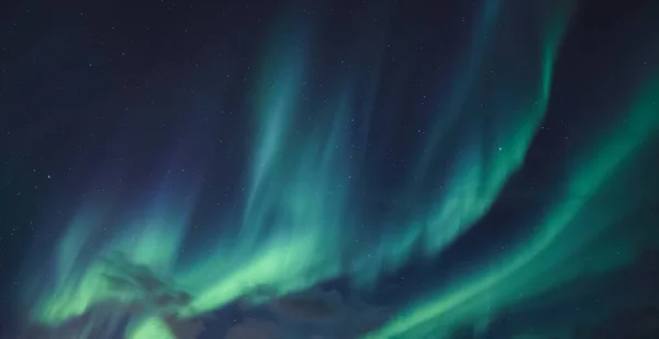 Aurora Borealis Northern Lights Starry Glowing Night Sky — 图库照片