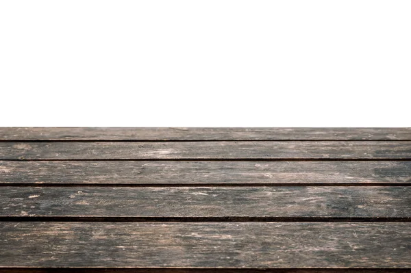 Mesa Madera Oscura Vacía Sobre Fondo Blanco Expositor Producto Montaje —  Fotos de Stock