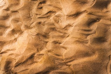 Doğal kahverengi kumsal yüzeyi. Yazın doğal arka plan için çizgili dokusu ve tahılları var.