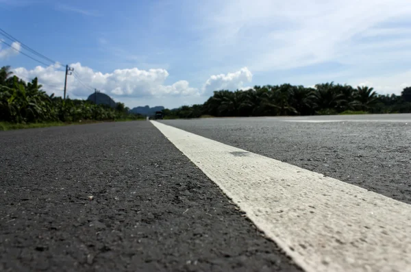 asfalt yol dokulu beyaz şerit ve kapatın