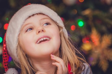 Mutlu ve gülümseyerek Noel kız portre